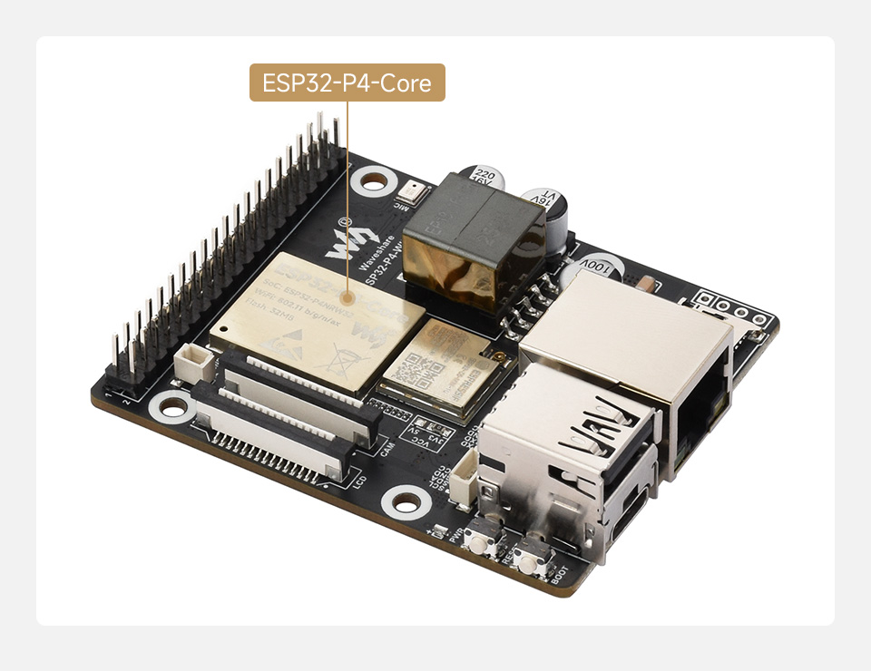 微雪 ESP32-P4-WIFI6-POE-ETH Wi-Fi 开发板高度集成 强劲性能