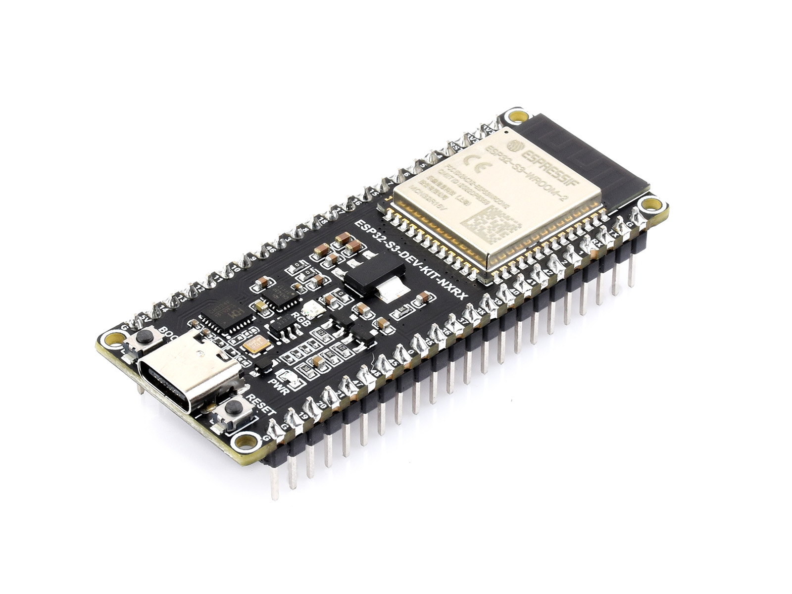 ESP32-S3微控制器 2.4GHz Wi-Fi 开发板 240MHz 双核处理器 ESP32-S3-WROOM 模组 32MB Flash 16MB PSRAM 加焊黑色排针