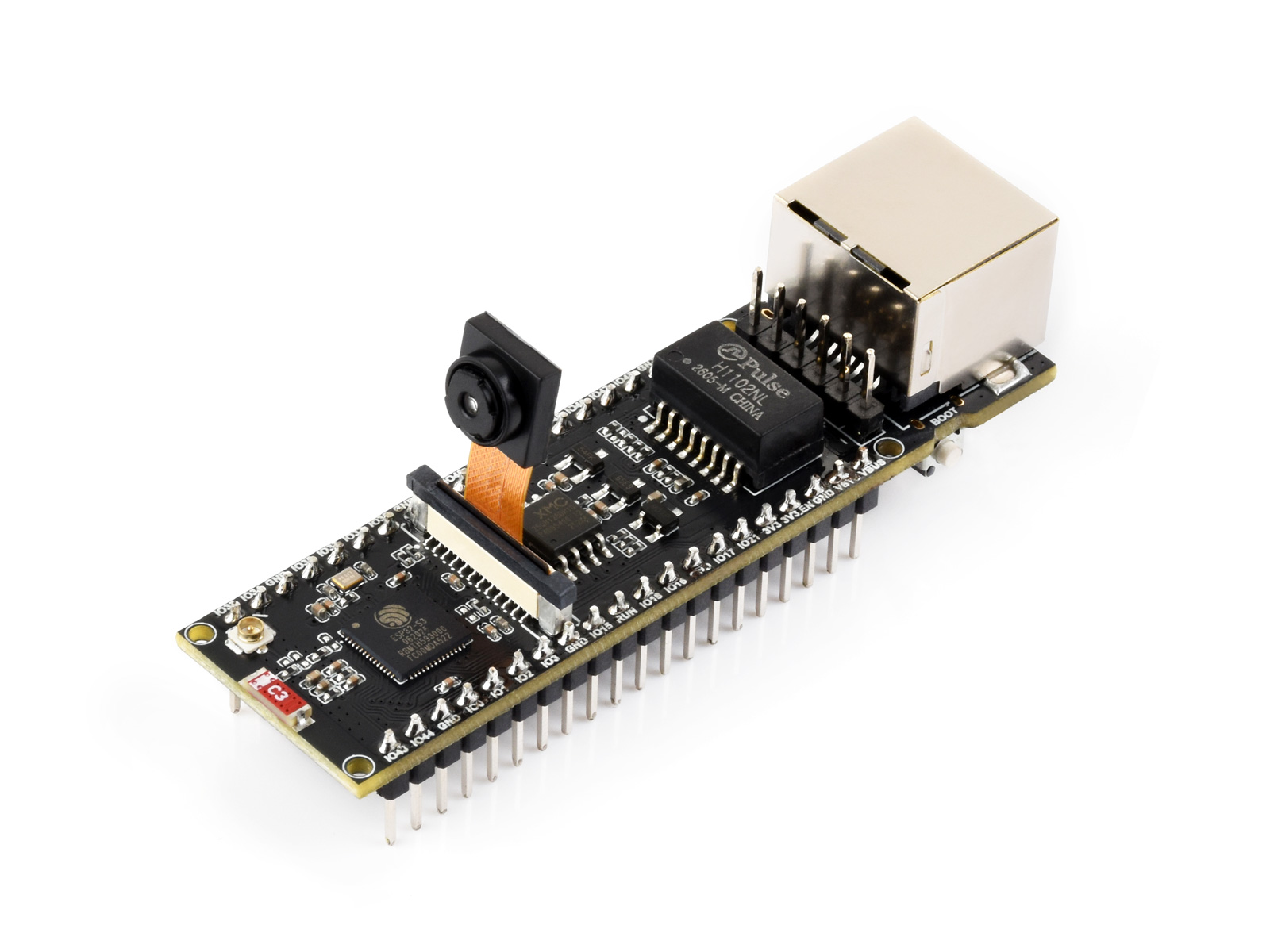 ESP32-S3以太网开发板 10/100Mbps支持PoE双核240MHz支持Wi-Fi蓝牙配摄像头 板载Type-C接口和Micro SD卡槽