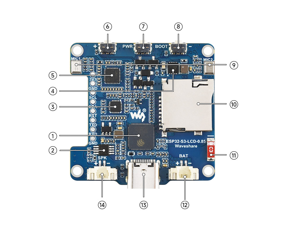 ESP32-S3 0.85英寸LCD屏开发板资源简介