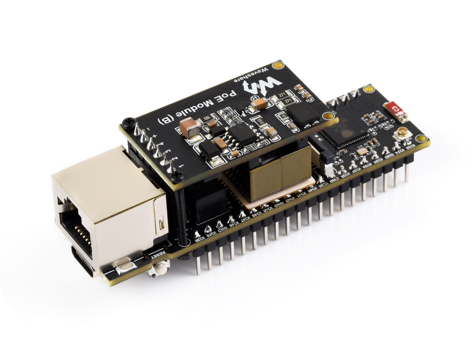ESP32-S3以太网开发板 10/100Mbps配PoE模块双核240MHz支持Wi-Fi蓝牙 板载Type-C接口和Micro SD卡槽