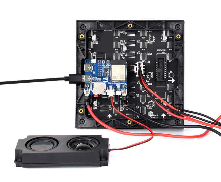 ESP32-S3-RGB-Matrix 驱动板接口设计，连接展示