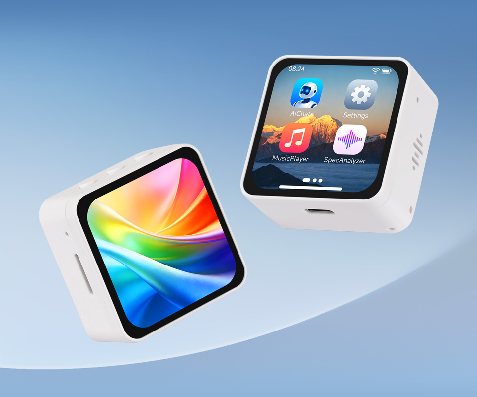 ESP32-S3 2.16 英寸电容触控屏开发板，并带有特性图标如：LX7双核处理器，2.4GHz Wi-Fi，蓝牙BLE5，板载天线，屏幕尺寸，5点触控，分辨率，16.7M彩色，音频播放，PCF85063 RTC时钟，QMI8658惯性计，多种接口