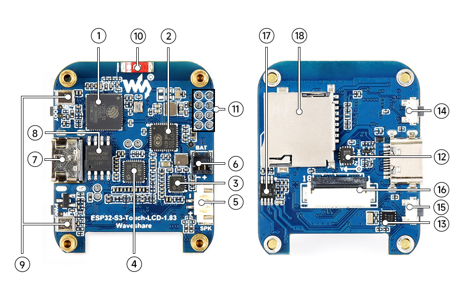 ESP32-S3-Touch-LCD-1.83 英寸液晶开发板资源简介