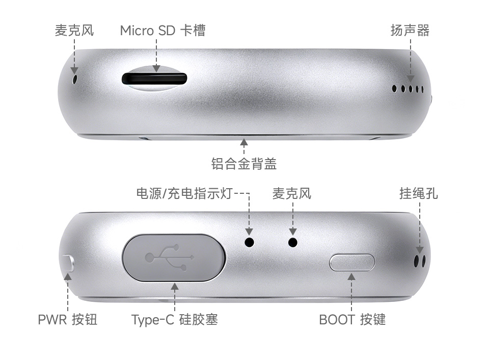 ESP32-S3 1.85 英寸电容触控屏资源接口分布图 麦克风 Type-C 电池接口
