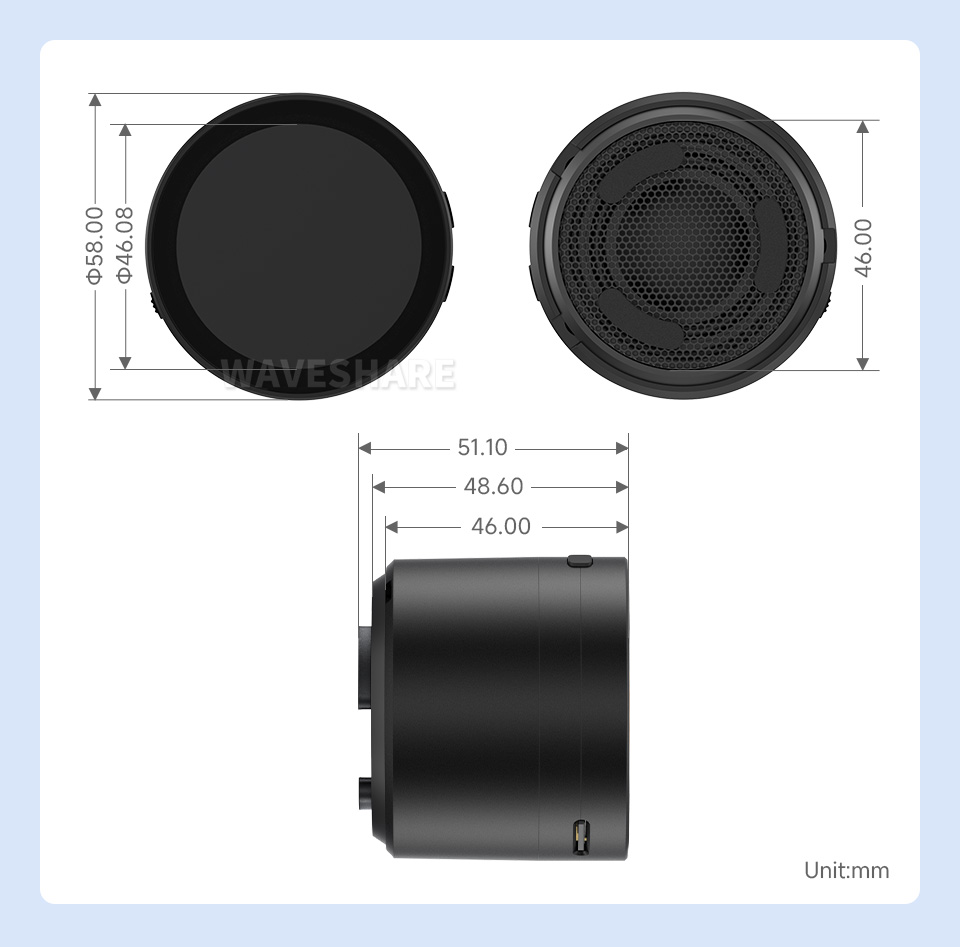 ESP32-S3 4 英寸电容触控屏开发板产品尺寸