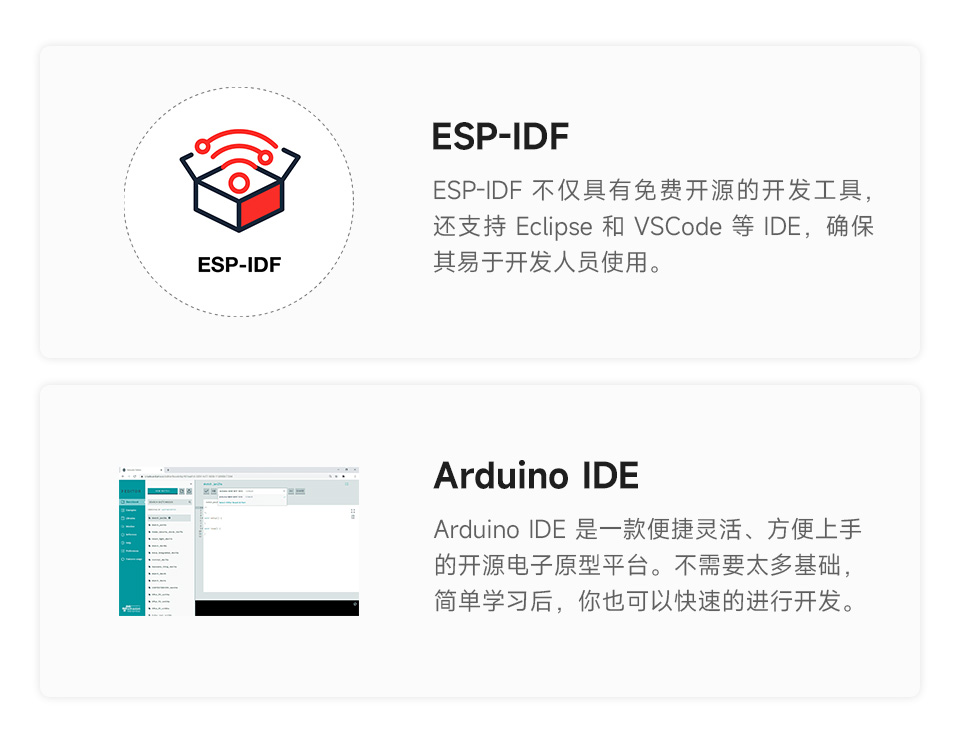 ESP32-S3 2.1 英寸电容触控屏开发板的应用场景，分别介绍了多元输出场景，HMI人机界面场景，和LVGL GUI开发场景