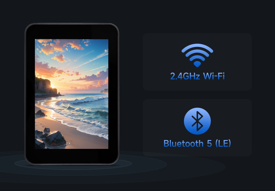 三个ESP32-S3 3.5 英寸电容触控屏开发板并列，并展示不同视角及IPS屏幕软件
