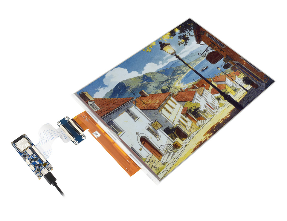 微雪ESP32-S3 13.3英寸全彩电子墨水屏驱动板 实物展示