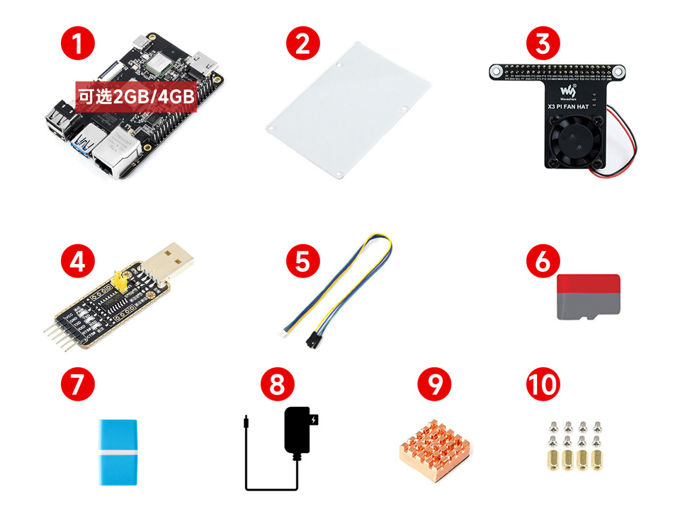 旭日 X3 派 2GB/4G 散热器套件配置清单