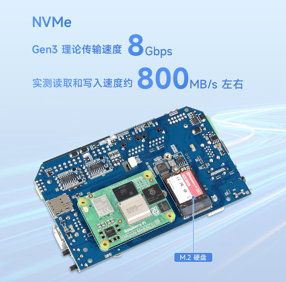 树莓派 CM5  工业计算机支持 M.2 NVMe 硬盘
