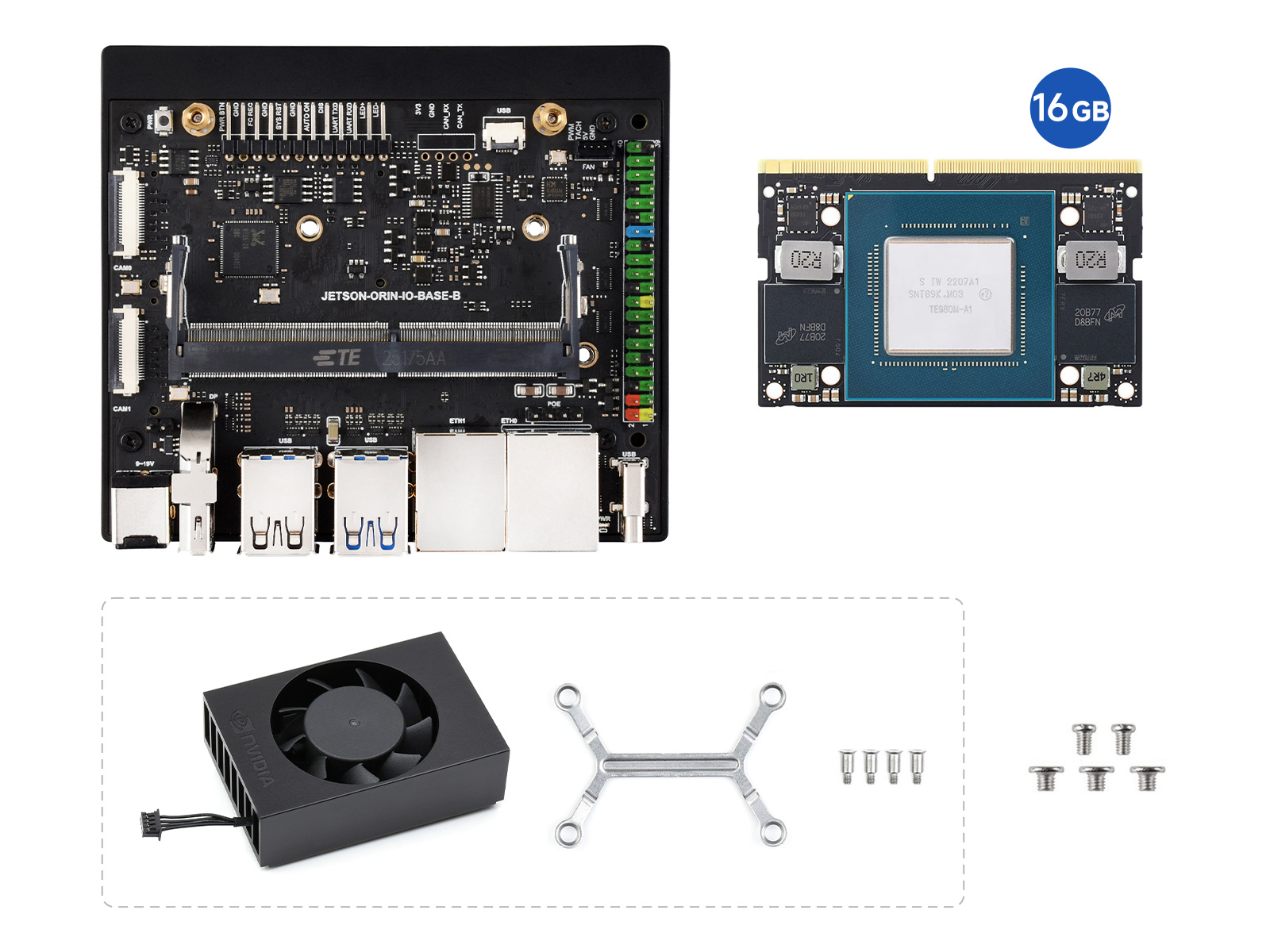 Jetson Orin NX 人工智能(AI)SUPER开发者双网口套件 适用于嵌入式系统和边缘系统 内置Jetson Orin NX 16GB显存核心板