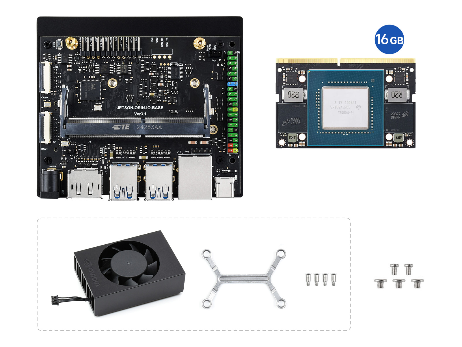 Jetson Orin NX 人工智能(AI)SUPER开发者套件 适用于嵌入式系统和边缘系统 内置Jetson Orin NX 16GB显存核心板