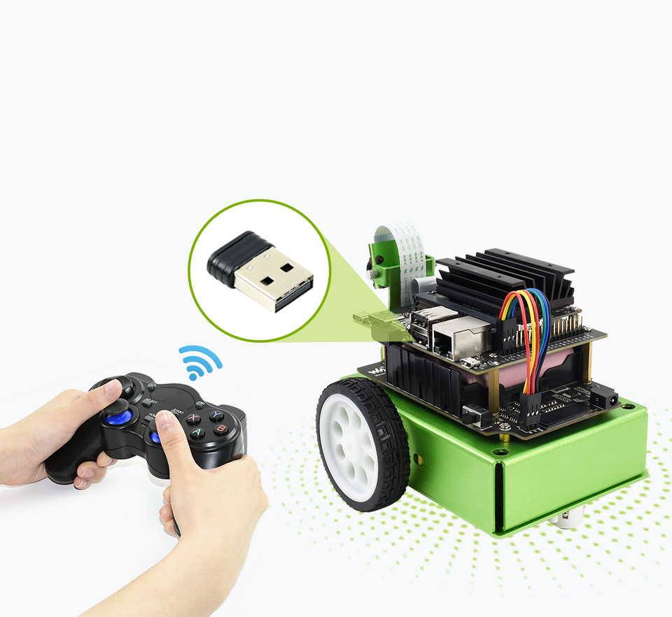 JetBot 2GB AI Kit AI 智能机器小车游戏手柄操控，遥控更方便