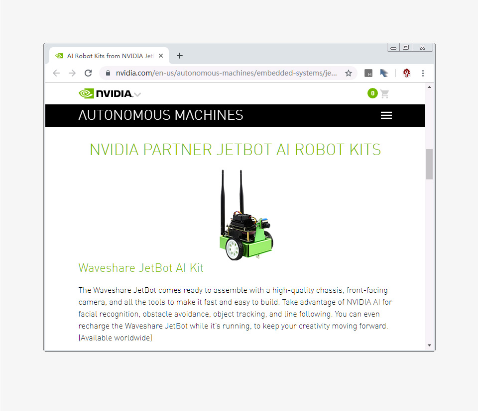 JETBOT AI KIT AI 英伟达 NVIDIA 官方推荐智能机器小车