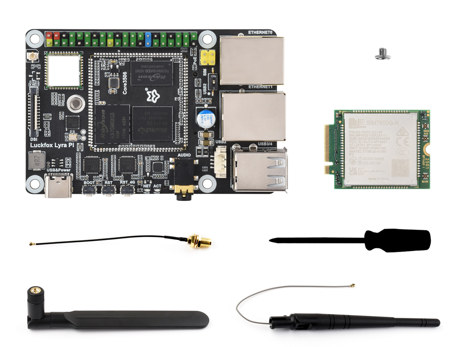 Luckfox Lyra Pi 基于幸狐 Core3506 系列模块 微型 Linux 开发板 集成三核 Arm Cortex-A7 与 Arm Cortex-M0 处理器