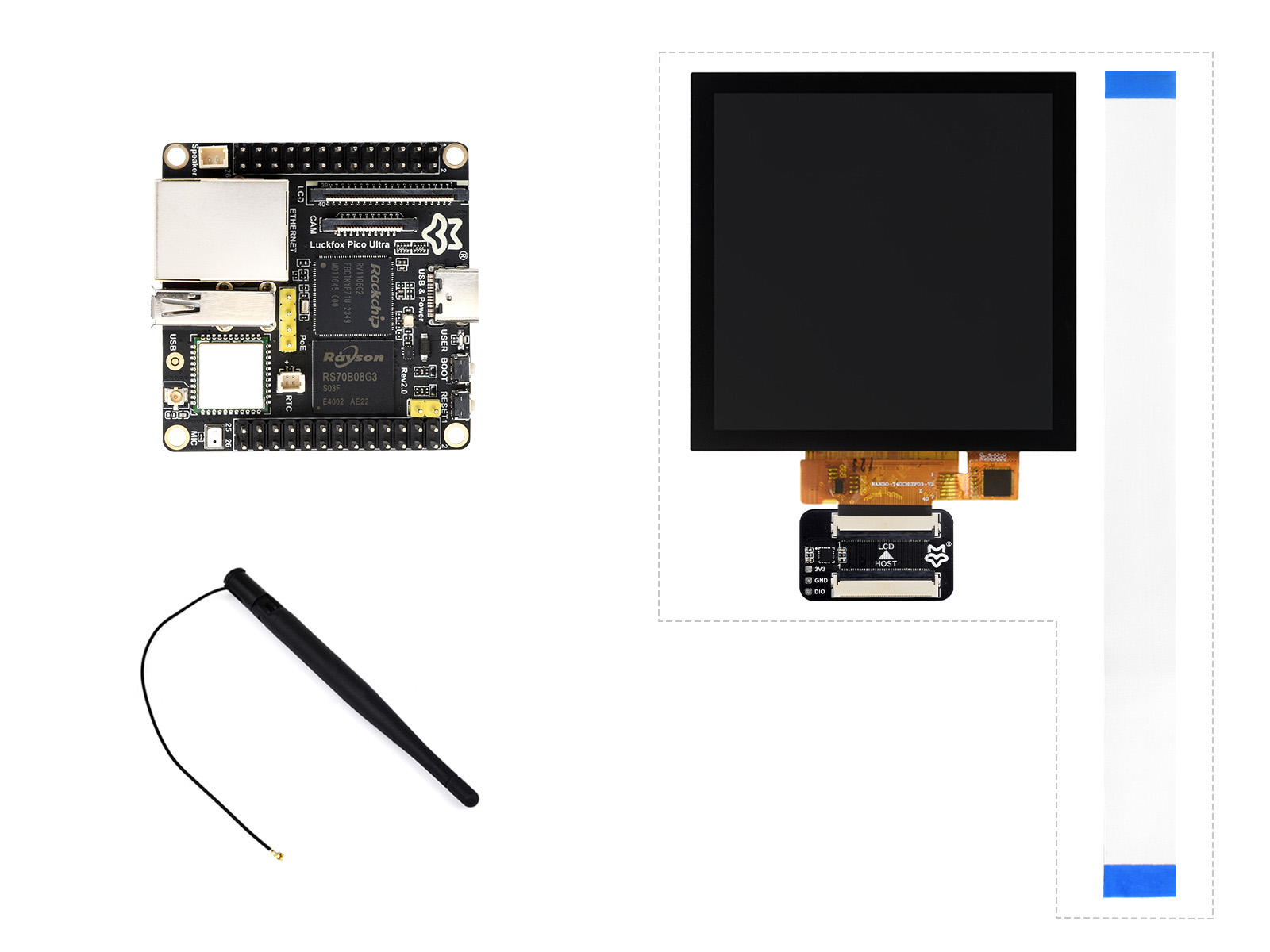 Luckfox Pico Ultra B幸狐RV1106微型0.5TOPS算力Linux开发板 带屏幕套餐 WiFi 6和蓝牙模块