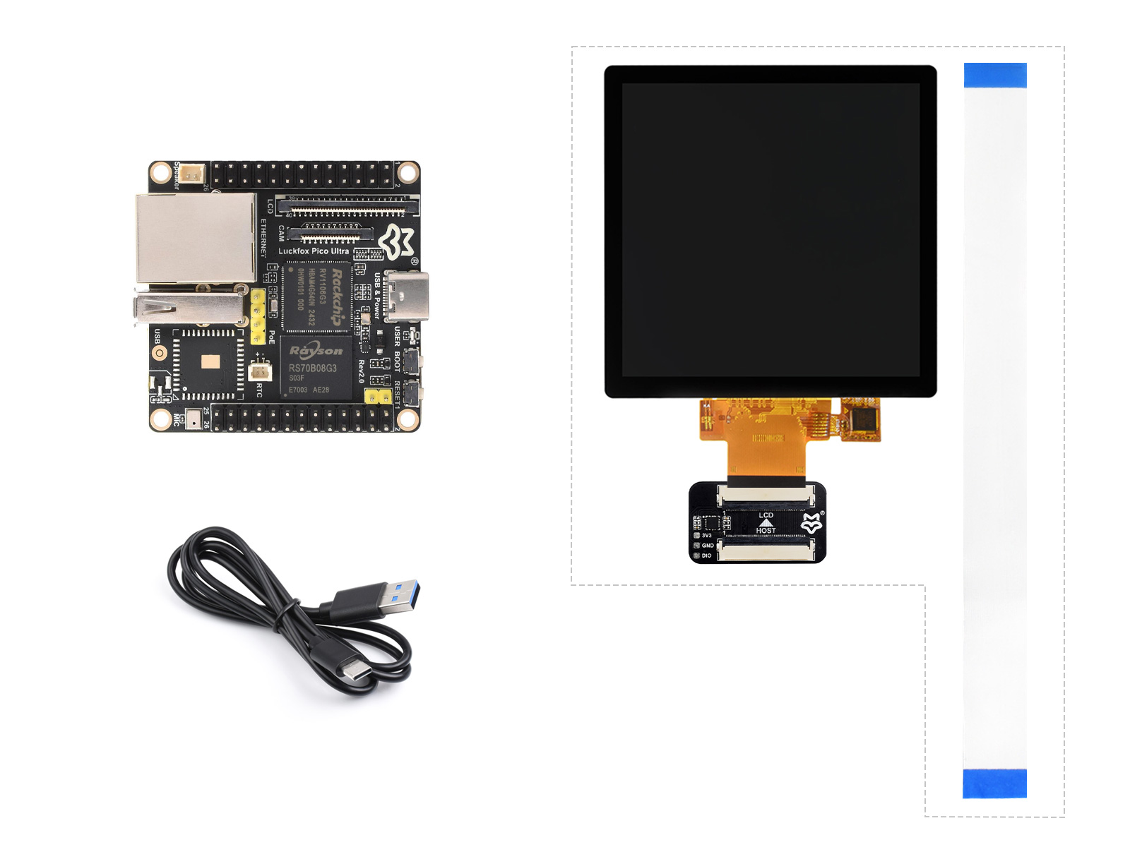 Luckfox Pico Ultra幸狐RV1106微型1TOPS算力Linux开发板8G eMMC 带屏幕套餐