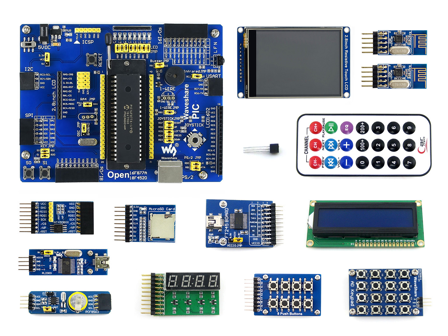 PIC16F877A-I/P开发板 学习板 套餐B 含11款模块