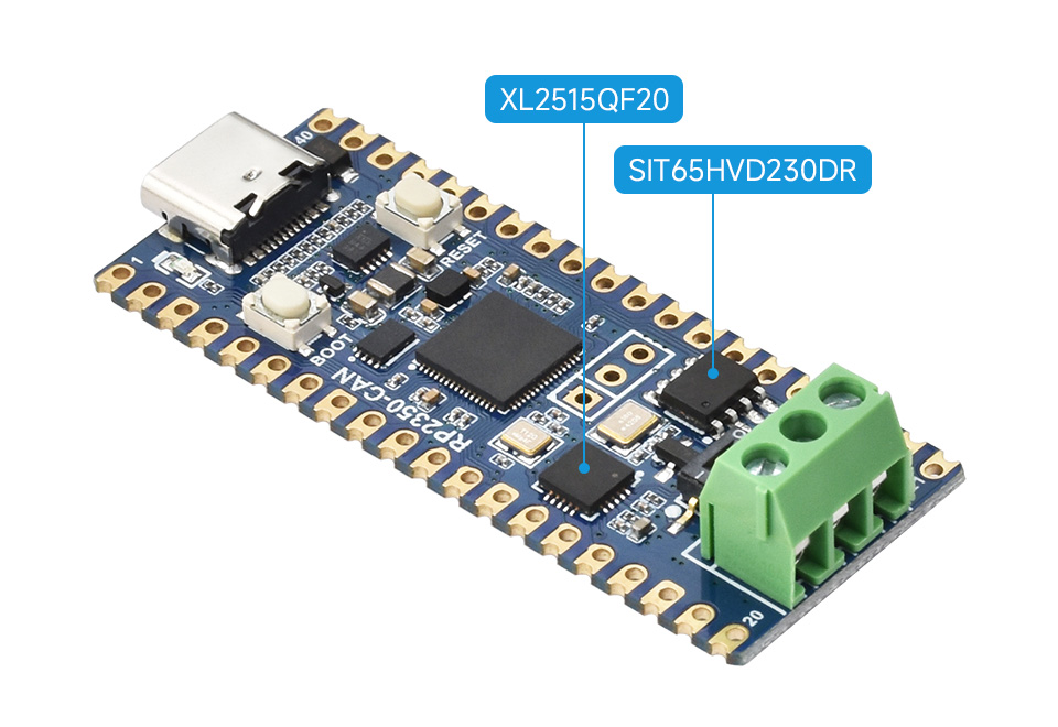 RP2350-CAN 迷你开发板 15 个多功能 GPIO 引脚