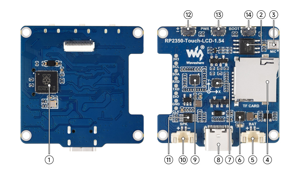 RP2350 1.54 英寸触摸液晶开发板资源简介