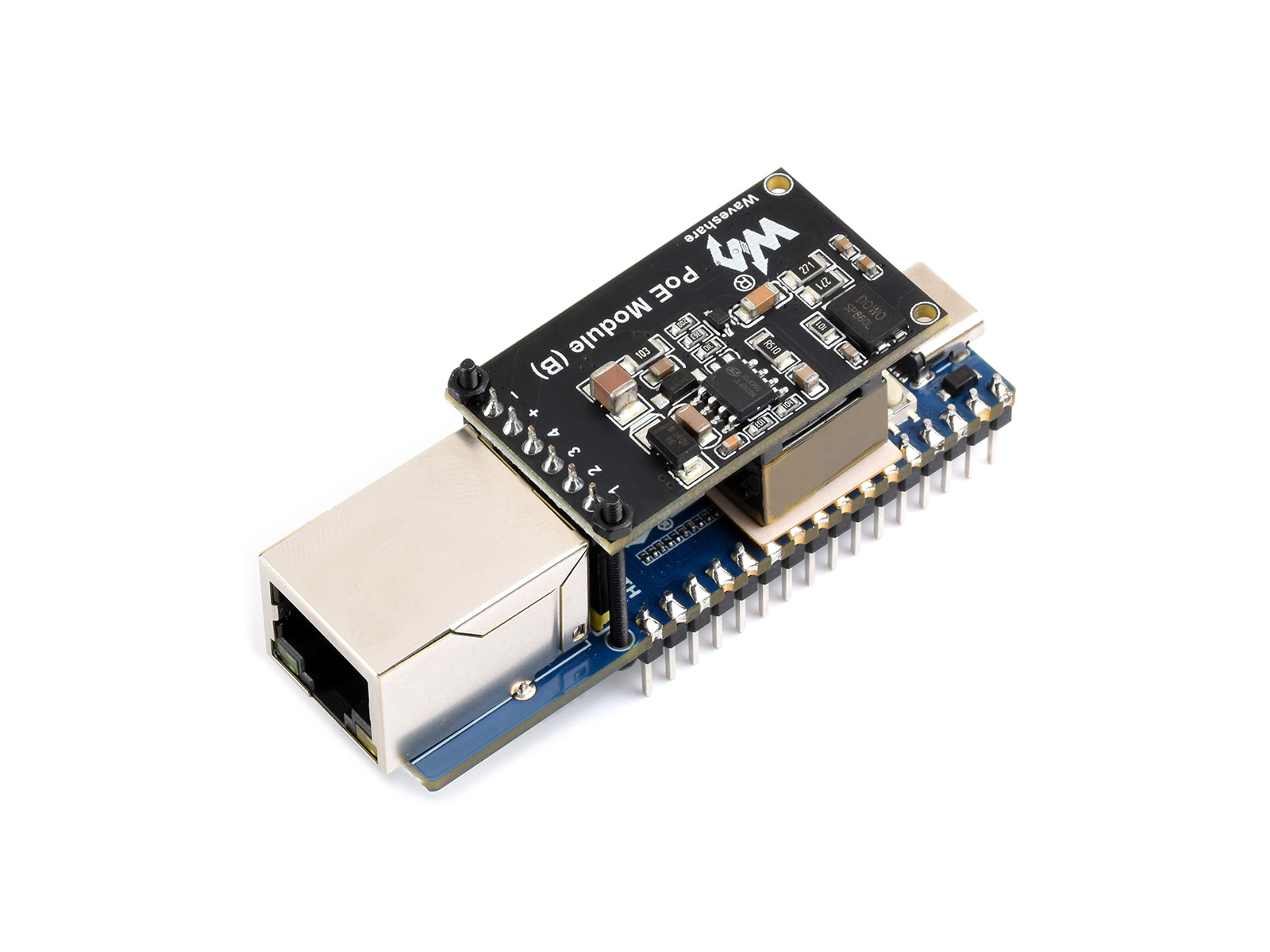 RP2350-POE-ETH-M-Kit 焊针版以太网开发套件 双核双架构 PoE供电开发板 W6300以太网 pico2 含PoE模块