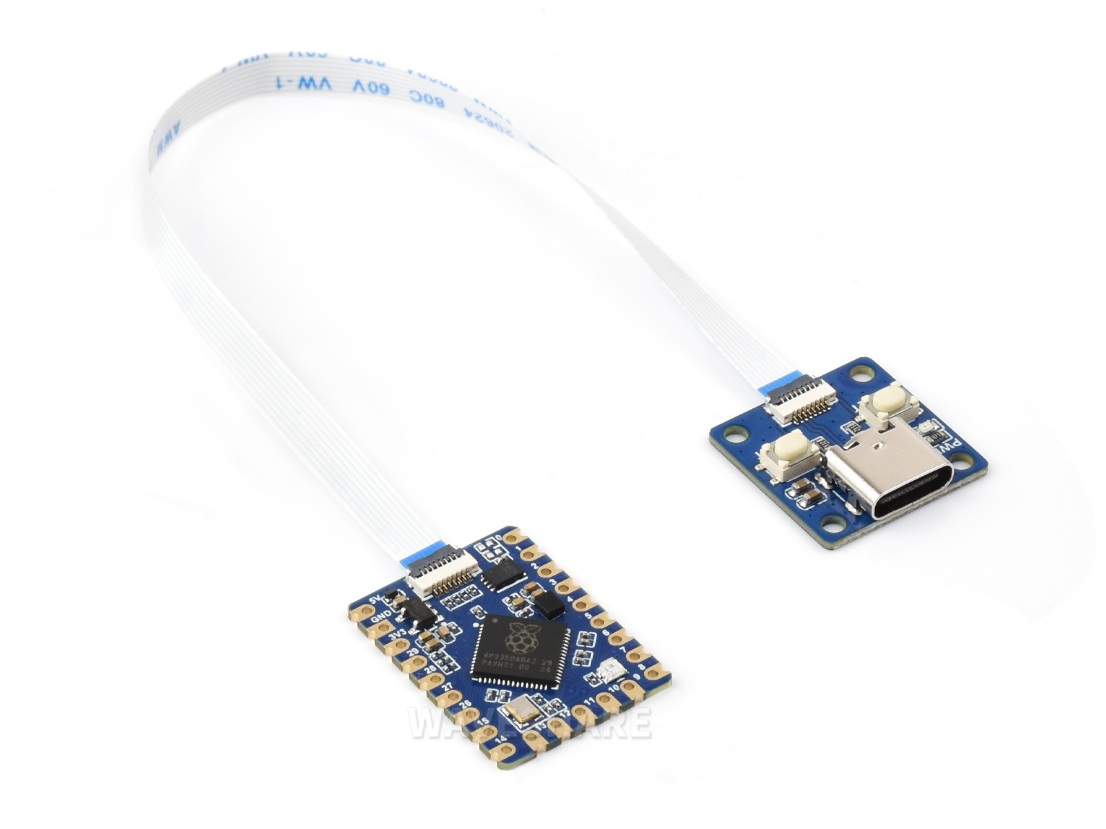 微雪RP2350-Tiny微型开发板 树莓派微控制器开发板 基于树莓派RP2350A双核双架构处理器 分体式USB接口设计 带转接板和FFC线 pico2