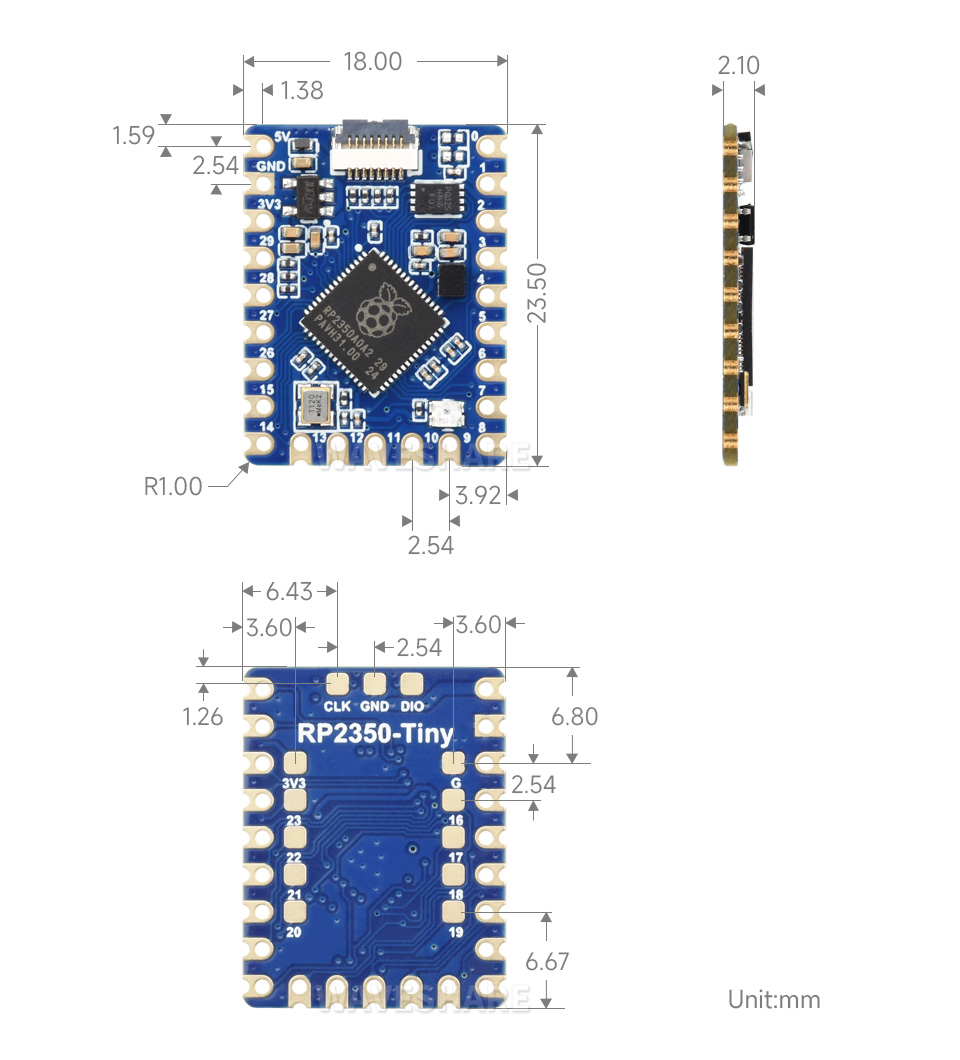 RP2350-Tiny 产品尺寸