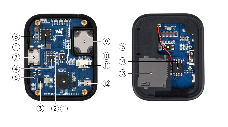 RP2350-Touch-AMOLED-1.8 英寸液晶开发板资源简介