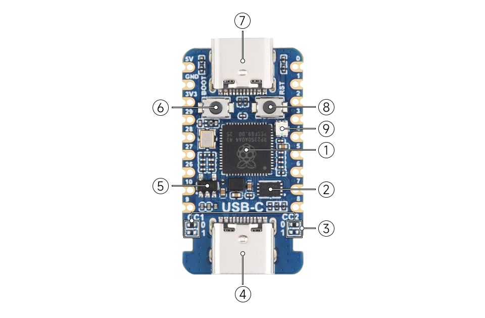 RP2350-USB-C 迷你开发板资源简介