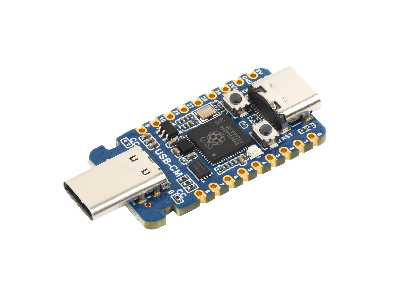 微雪 RP2350-USB-CM 迷你开发板 双Type-C(公头/母座) 树莓派双核微控制器