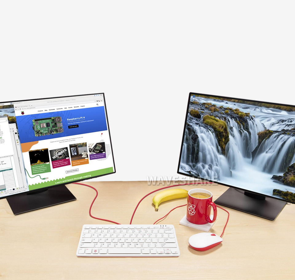 树莓派Raspberry Pi 400键盘型主板4K高清双屏显示