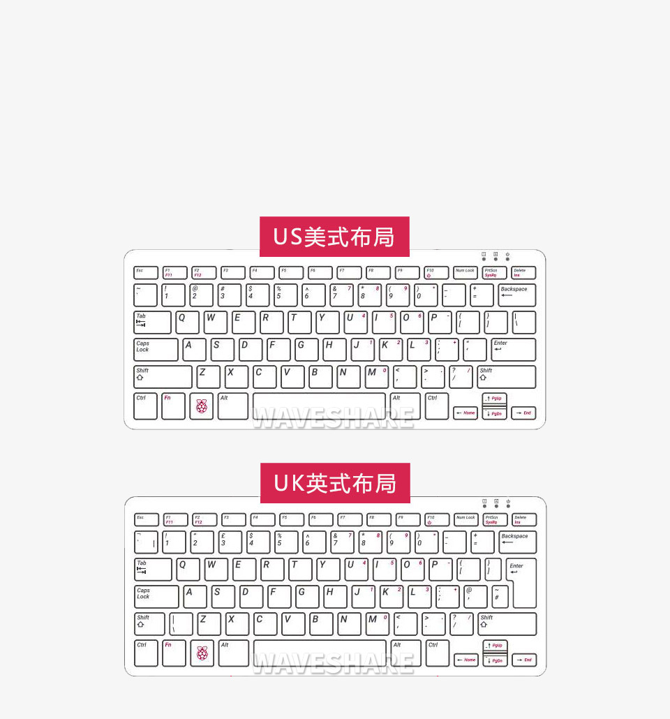 树莓派Raspberry Pi 400键盘型主板英式美式 两种键盘