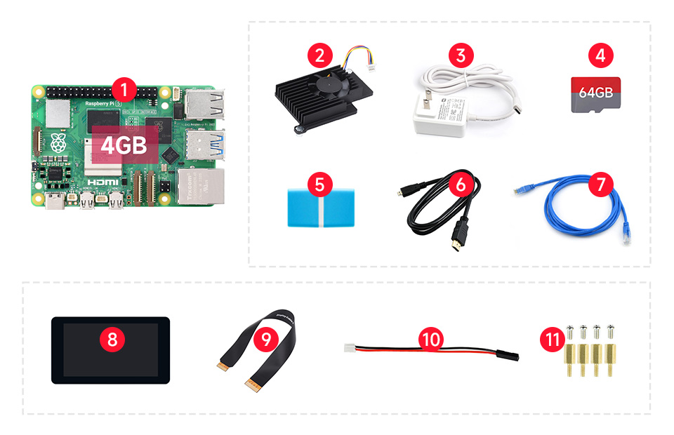 PI5-4GB Display Kit B  配置清单