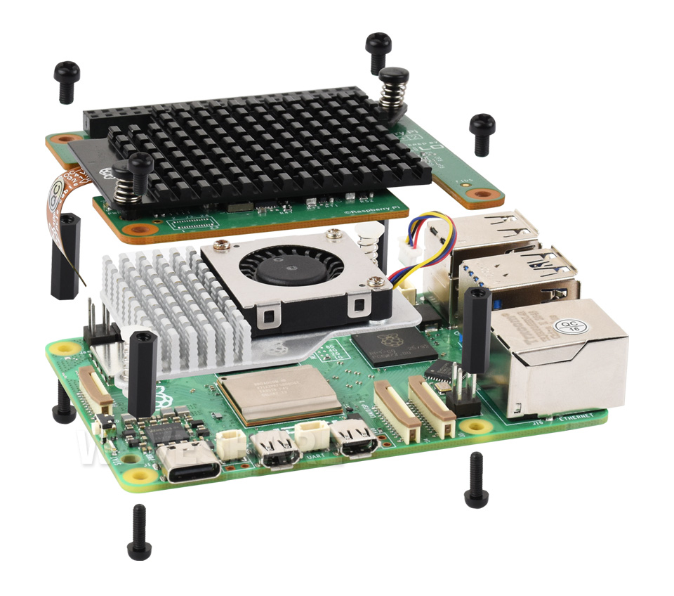 Raspberry Pi 官方设计的人工智能扩展板安装示意