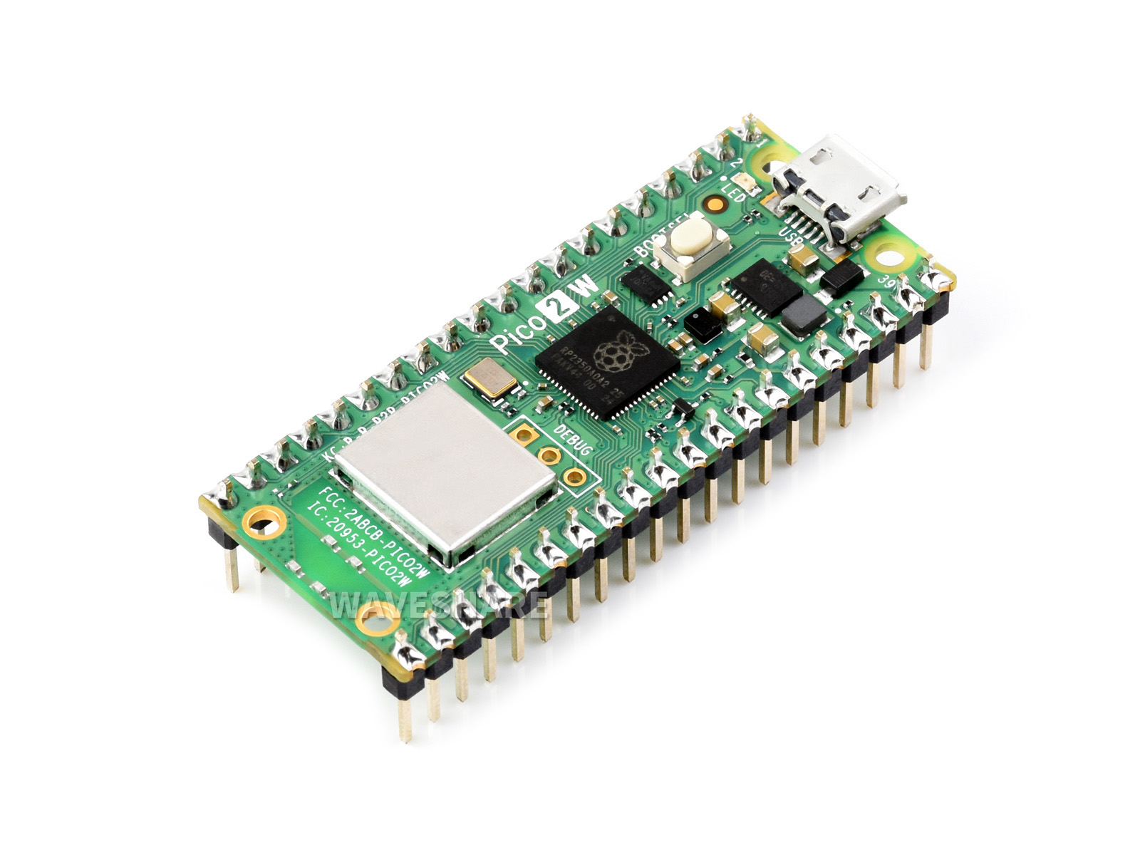 树莓派Raspberry Pi Pico 2 W微控制器开发板 基于树莓派RP2350双核、双架构处理器支持WIFI蓝牙 加焊彩色排针 pico2