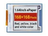 1.64寸墨水屏模块 方形e-Paper 168×168分辨率 红黄黑白四色墨水屏