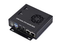 树莓派 CM5 双网口扩展板整机套餐(扩展板+外壳+电源) 支持 4G/5G 模组、支持双 4K 输出 / 双路 MIPI、40PIN GPIO 板载 USB 3.2 Gen1 × 2 支持接入 PoE 模块